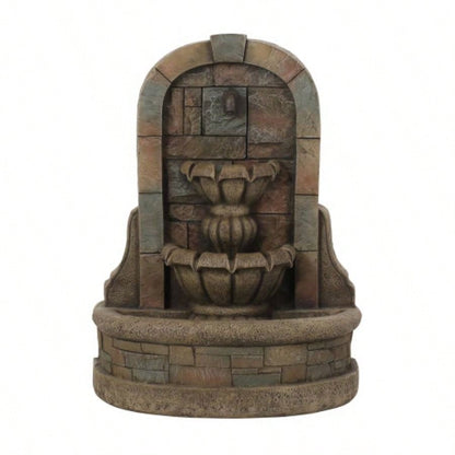 29 High BAGWELL FOUNTAIN Outdoor Weather Resistant Floor Fountain, Stone Gray