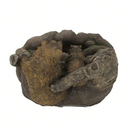 24.75 High CALLAN FOUNTAIN Weather Resistant Floor Fountain with Light, Light Brown+ Moss