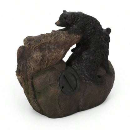 22.0 High DATONA FOUNTAIN Outdoor Weather Resistant Floor Fountain with Light, Light Brown+ Black