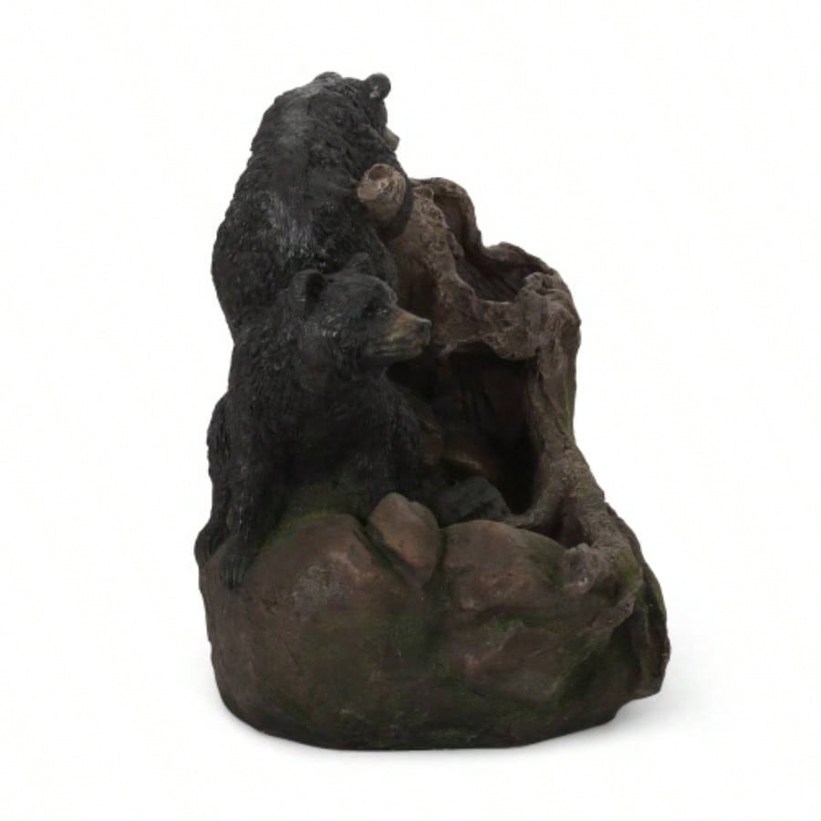 22.0 High DATONA FOUNTAIN Outdoor Weather Resistant Floor Fountain with Light, Light Brown+ Black