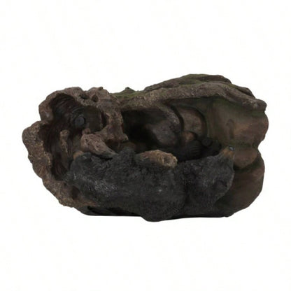 22.0 High DATONA FOUNTAIN Outdoor Weather Resistant Floor Fountain with Light, Light Brown+ Black