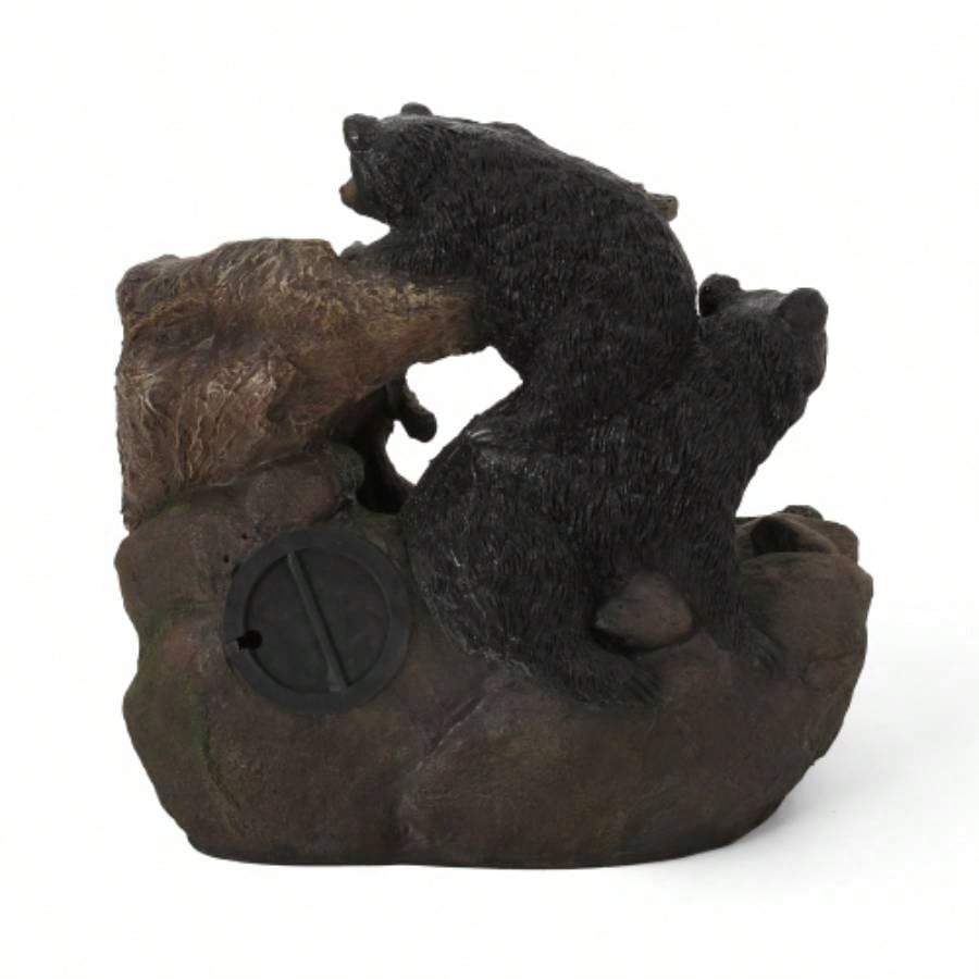 22.0 High DATONA FOUNTAIN Outdoor Weather Resistant Floor Fountain with Light, Light Brown+ Black