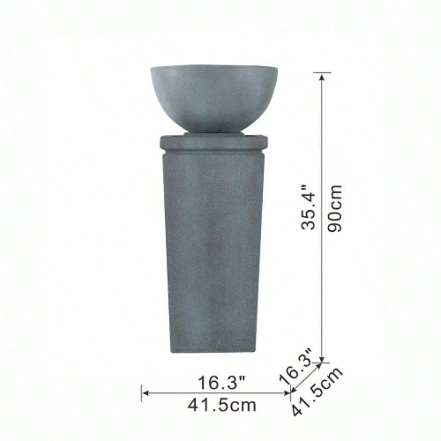35.5 Polyresin Gray Zen Bowl Fountain, Outdoor Bird Feeder/Bath Fountains, Relaxing Feature Garden Lawn Backyard Porch