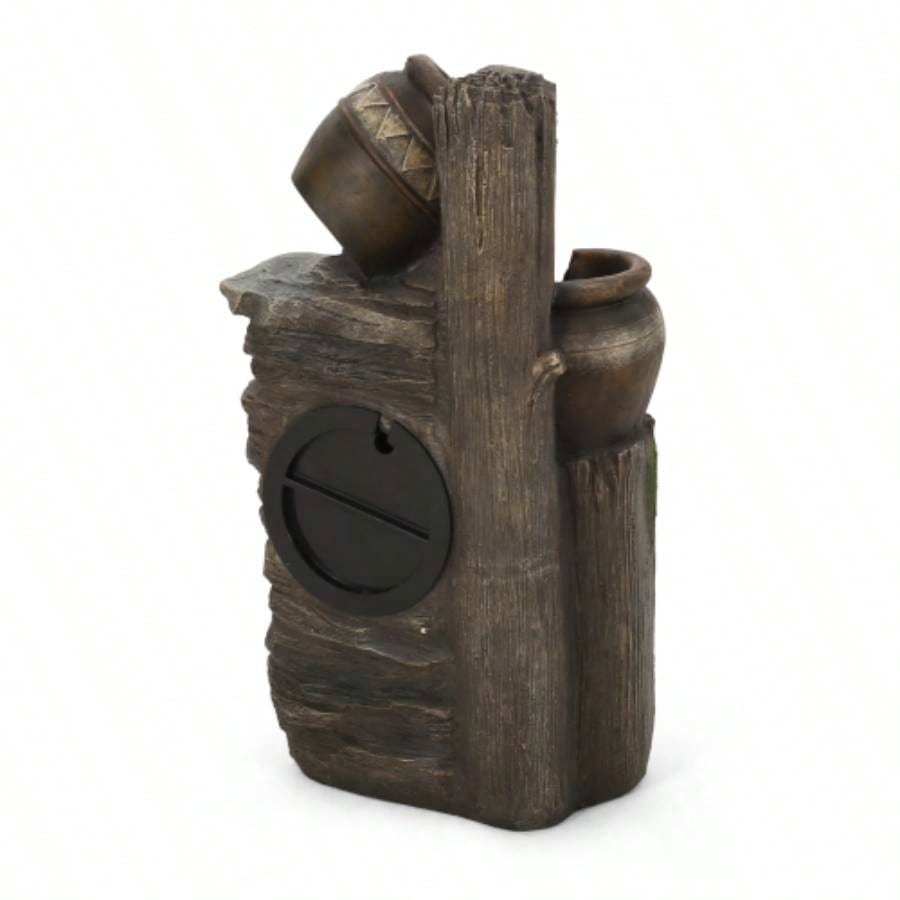 19.75 High Weather Resistant Floor Fountain with Light, 3 Tier Outdoor Fountain, Brown+ Gray