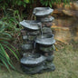 19x15x31.5 Indoor Outdoor Stone Fountain, 4 - Tier Polyresin Cascading Rock Bowl Freestanding Fountain with LED Ligh