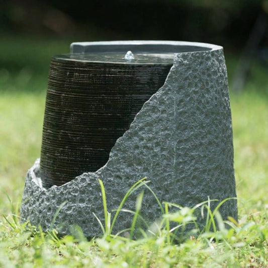 20x20x18 indoor outdoor Polyresin Fountain, Unique Broken Urn Fountain Chic Dynamic Modern Design with Light Garden, Lawn, Backyard, Porch
