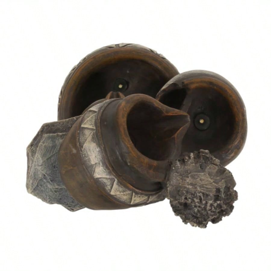 19.75 High Weather Resistant Floor Fountain with Light, 3 Tier Outdoor Fountain, Brown+ Gray