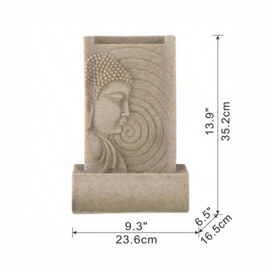 9x6.5x14 Indoor Buddha Fountain, Polyresin Tabletop Fountain with LED Light