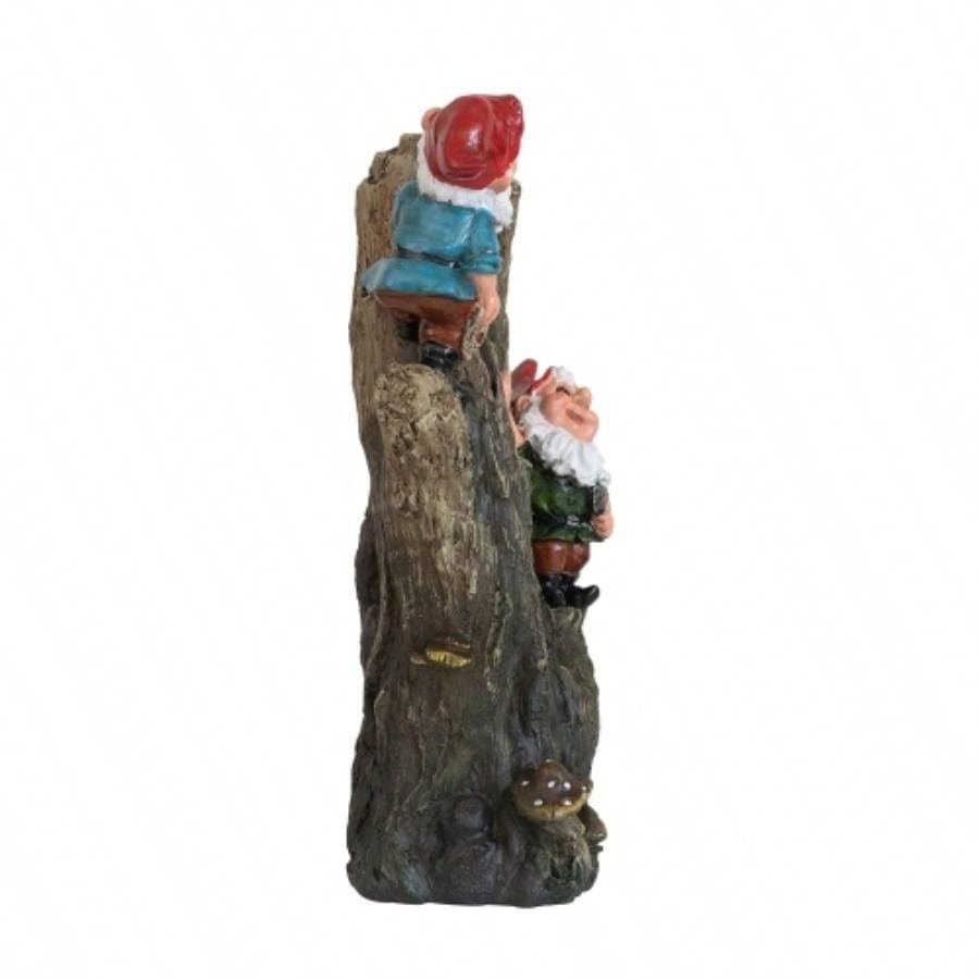 8.3x4.7x13.8 Decorative Woodland Gnome Fountain with LED Light, Brown