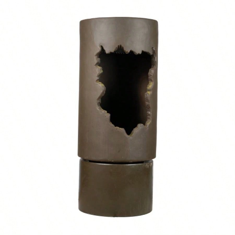 19.7x19.7x56.5 Large Outdoor Fountain with Light, Contemporary Calming Elegance Cement Feature, Available Flowers Garden Patio Backyard