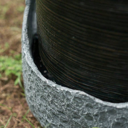 17x17x26 indoor outdoor Polyresin Fountain, Unique Broken Urn Fountain Chic Dynamic Modern Design with Light Garden, Lawn, Backyard, Porch