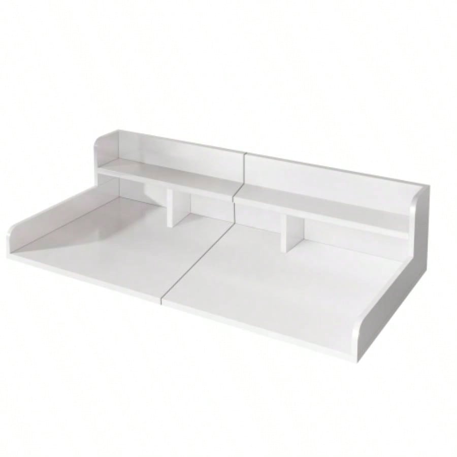 Washer Dryer Countertop with Non - slip Pads Laundry Wood Shelf Topper with, 54 Widthx 27.5 Depth Double Layer Organizer Washer and Dryer Laundry Hamper Counter Storage Organization WHITE