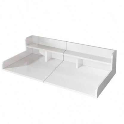 Washer Dryer Countertop with Non - slip Pads Laundry Wood Shelf Topper with, 54 Widthx 27.5 Depth Double Layer Organizer Washer and Dryer Laundry Hamper Counter Storage Organization WHITE