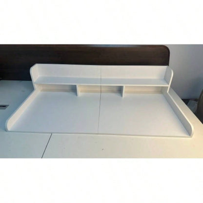 Washer Dryer Countertop with Non - slip Pads Laundry Wood Shelf Topper with, 54 Widthx 27.5 Depth Double Layer Organizer Washer and Dryer Laundry Hamper Counter Storage Organization WHITE