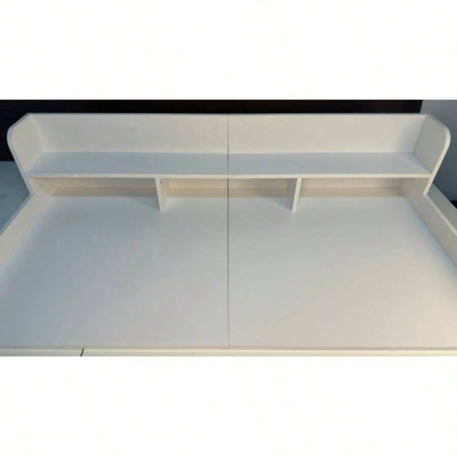 Washer Dryer Countertop with Non - slip Pads Laundry Wood Shelf Topper with, 54 Widthx 27.5 Depth Double Layer Organizer Washer and Dryer Laundry Hamper Counter Storage Organization WHITE