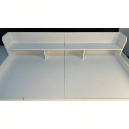 Washer Dryer Countertop with Non - slip Pads Laundry Wood Shelf Topper with, 54 Widthx 27.5 Depth Double Layer Organizer Washer and Dryer Laundry Hamper Counter Storage Organization WHITE