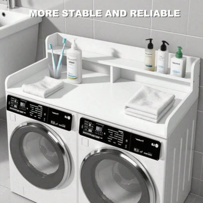 2 - Tier Washer and Dryer Countertop with 2.75 H Guard, 54x 27.5 D Laundry Countertop Cover, Large Space Laundry Topper Folding Clothes Over Washer and Dryer, White
