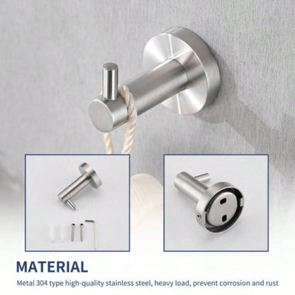 4 - Pack Bathroom Set Brushed Nickel 22. Towel Bar Racks, Toilet Paper Holder, Ring, Hook, Accessories, Hardware, Fixtures