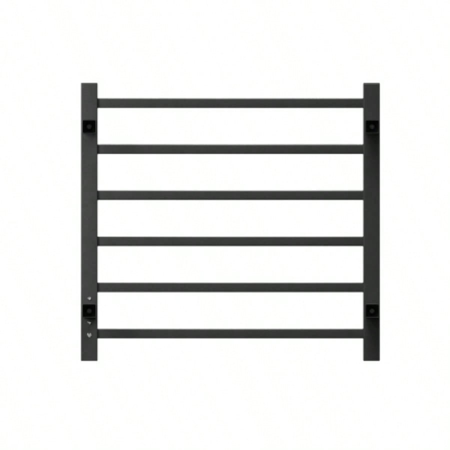 Towel Warmer 6 Bar Heated Towel Rack Wall Mount Plug - in/Bath Towel Heater Matt - Black - Timer