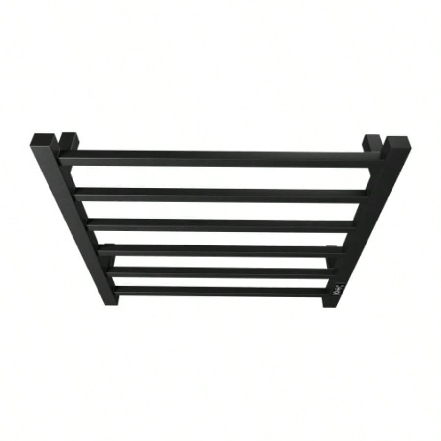 Towel Warmer 6 Bar Heated Towel Rack Wall Mount Plug - in/Bath Towel Heater Matt - Black - Timer