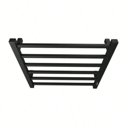 Towel Warmer 6 Bar Heated Towel Rack Wall Mount Plug - in/Bath Towel Heater Matt - Black - Timer