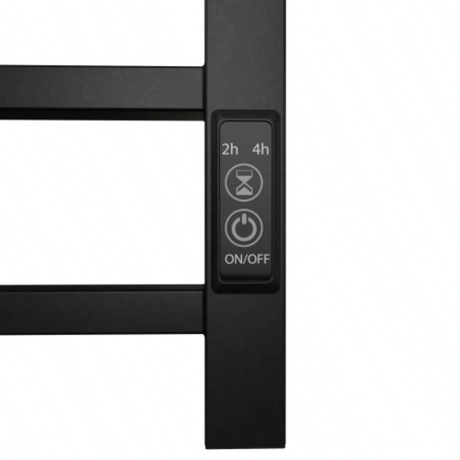 Towel Warmer 6 Bar Heated Towel Rack Wall Mount Plug - in/Bath Towel Heater Matt - Black - Timer