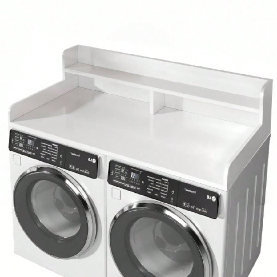 2 - Tier Washer and Dryer Countertop with 2.75 H Guard, 54x 27.5 D Laundry Countertop Cover, Large Space Laundry Topper Folding Clothes Over Washer and Dryer, White