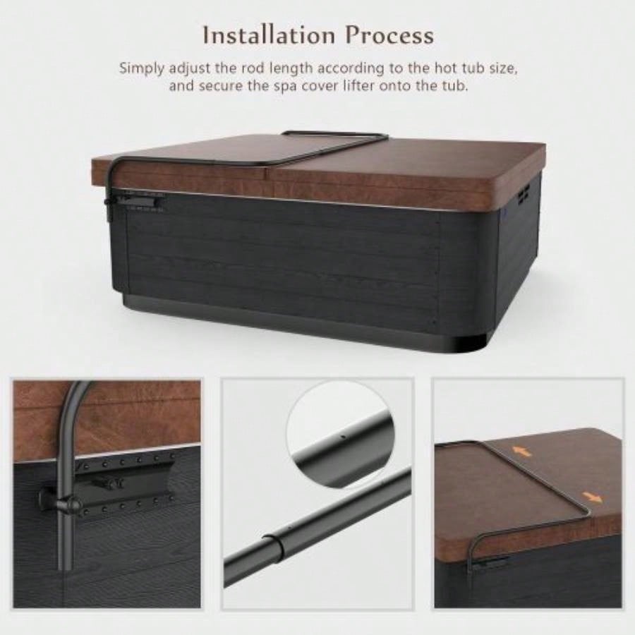 Hot Tub Cover Lift, Universal Spa Cover Lifts Side Mounted Cover Lifter with Adjustable Height Aluminum Reinforced Brackets Spa Cover Lever Lift Fits Most Spas Hot Tubs