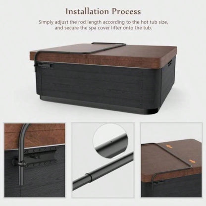 Hot Tub Cover Lift, Universal Spa Cover Lifts Side Mounted Cover Lifter with Adjustable Height Aluminum Reinforced Brackets Spa Cover Lever Lift Fits Most Spas Hot Tubs