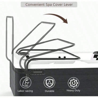 Hot Tub Cover Lift, Universal Spa Cover Lifts Side Mounted Cover Lifter with Adjustable Height Aluminum Reinforced Brackets Spa Cover Lever Lift Fits Most Spas Hot Tubs