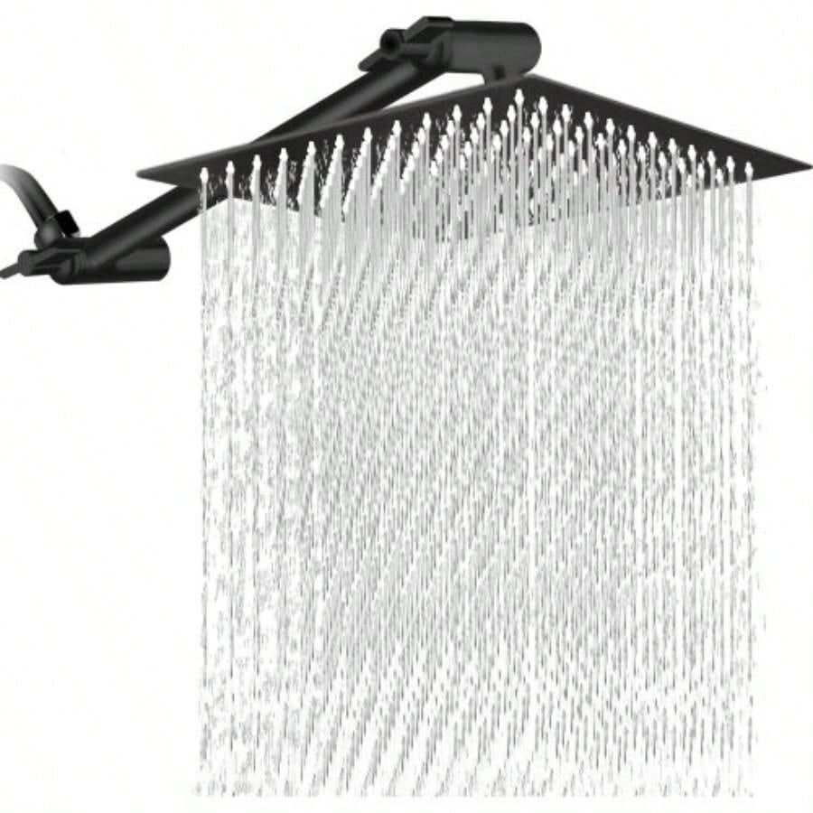 10 Square Rainfall High Pressure Stainless Steel Bath Shower Matte Black