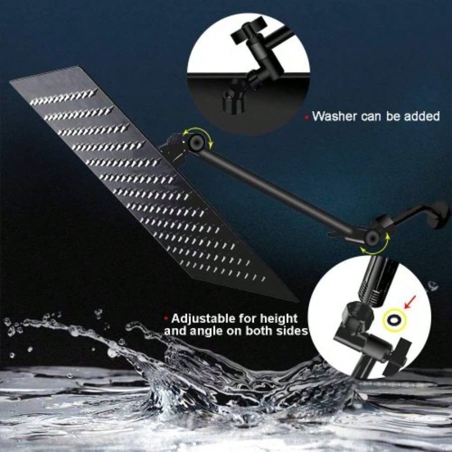 10 Square Rainfall High Pressure Stainless Steel Bath Shower Matte Black