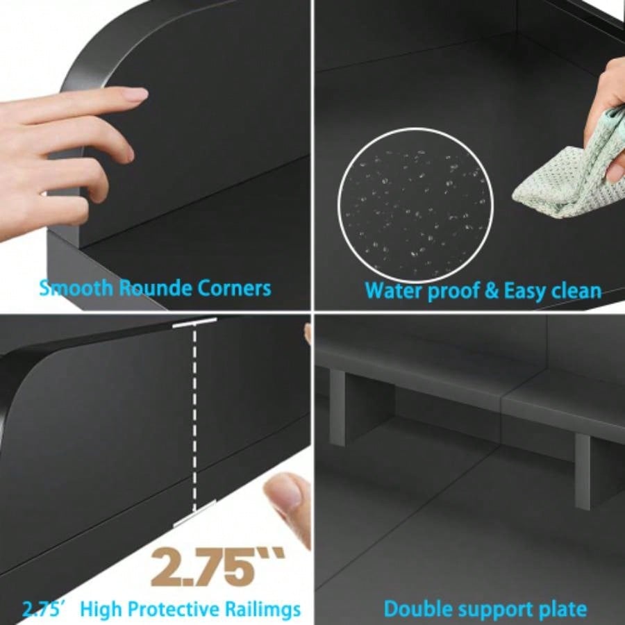 Washer Dryer Countertop with Non - slip Pads, Laundry Wood Shelf Topper with, 54 Widthx 27.5 Depth Double Layer Organizer Washer and Dryer Laundry Hamper Counter Storage Organization BLACK