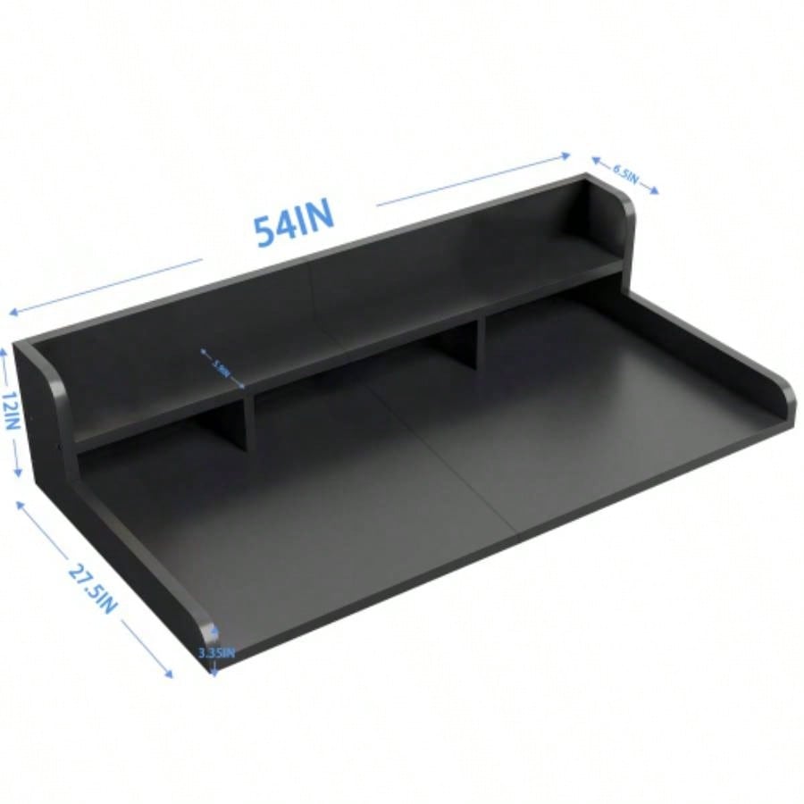 Washer Dryer Countertop with Non - slip Pads, Laundry Wood Shelf Topper with, 54 Widthx 27.5 Depth Double Layer Organizer Washer and Dryer Laundry Hamper Counter Storage Organization BLACK