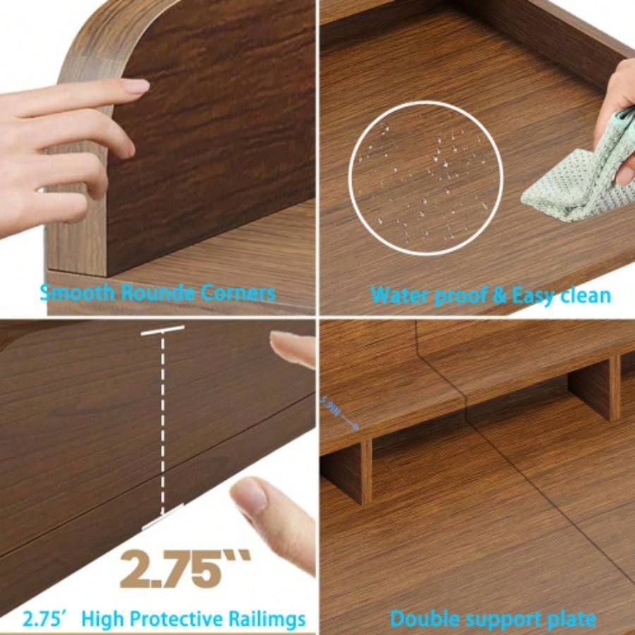 Washer Dryer Countertop with Non - slip Pads, Laundry Wood Shelf Topper with, 54 Widthx 27.5 Depth Double Layer Organizer Washer and Dryer Laundry Hamper Counter Storage OrganizationWALNUT