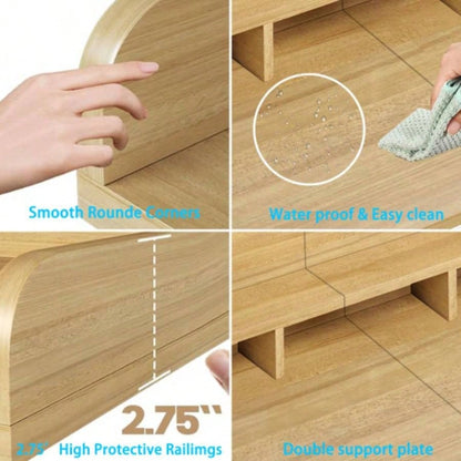 Washer Dryer Countertop with Non - slip Pads, Laundry Wood Shelf Topper with, 54 Widthx 27.5 Depth Double Layer Organizer Washer and Dryer Laundry Hamper Counter Storage NATURAL WOOD