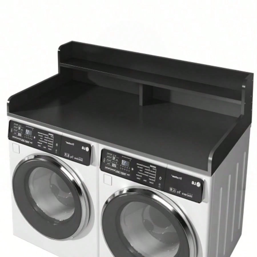 2 - Tier Washer and Dryer Countertop with 2.75 H Guard, 54x 27.5 D Laundry Countertop Cover, Large Space Laundry Topper Folding Clothes Over Washer and Dryer, Black