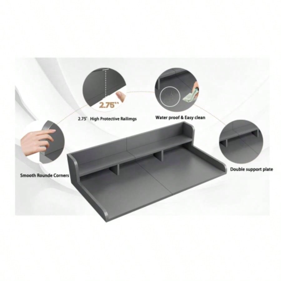 Washer Dryer Countertop with Non - slip Pads, Laundry Wood Shelf Topper with, 54 Widthx 27.5 Depth Double Layer Organizer Washer and Dryer Laundry Hamper Counter Storage Organization