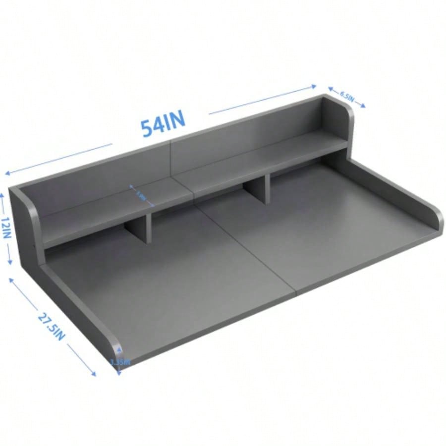 Washer Dryer Countertop with Non - slip Pads, Laundry Wood Shelf Topper with, 54 Widthx 27.5 Depth Double Layer Organizer Washer and Dryer Laundry Hamper Counter Storage Organization