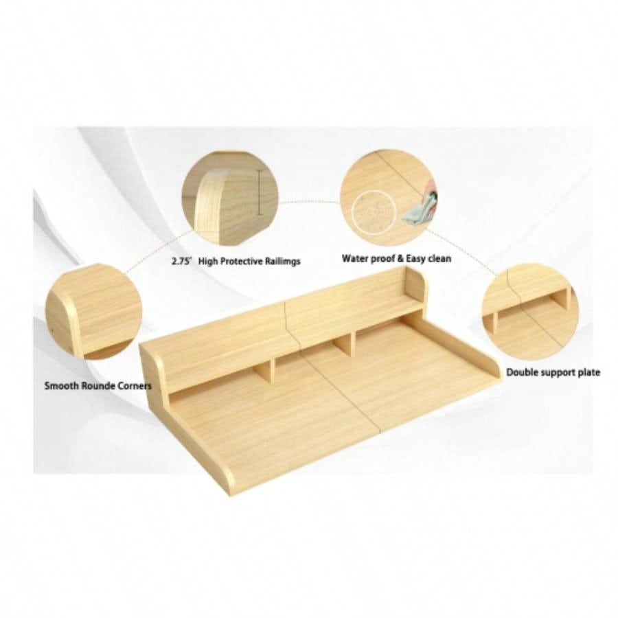 Washer Dryer Countertop with Non - slip Pads, Laundry Wood Shelf Topper with, 54 Widthx 27.5 Depth Double Layer Organizer Washer and Dryer Laundry Hamper Counter Storage Organization OAK