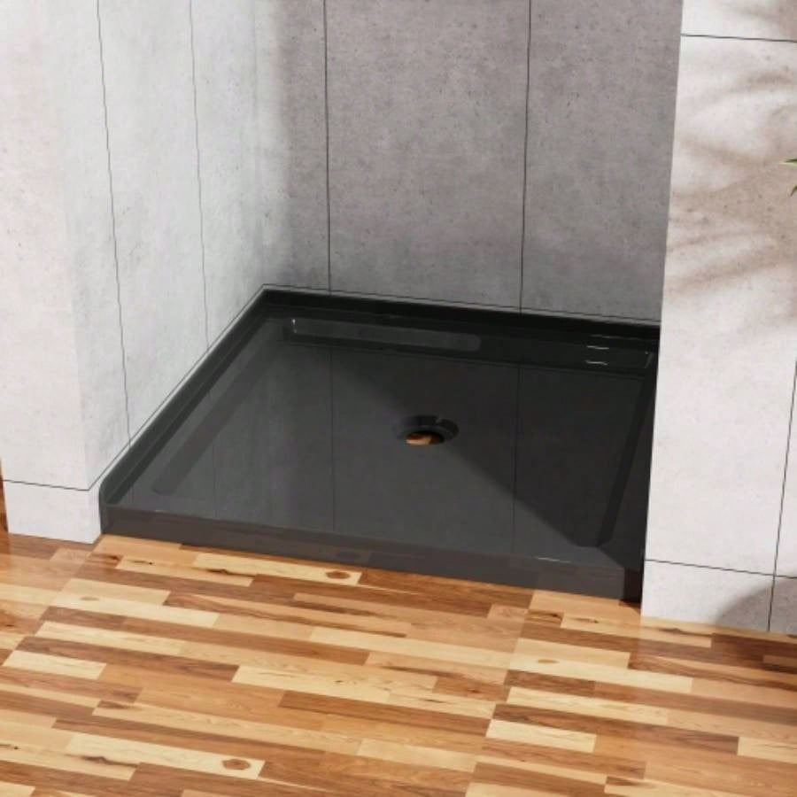 Goodyo 36x36 Shower Base 3.5 Height Anti - slip Acrylic Center Drain Single Threshold Shower Basin in Black
