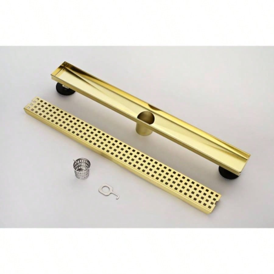 24 Inches Linear Shower Drain, Included Hair Strainer and Leveling Feet