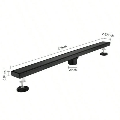 30 Inches Linear Shower Drain, Included Hair Strainer and Leveling Feet