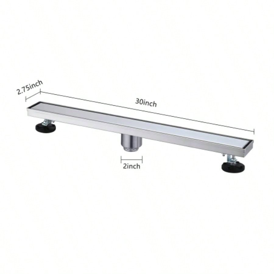30 Inches Linear Shower Drain, Included Hair Strainer and Leveling Feet