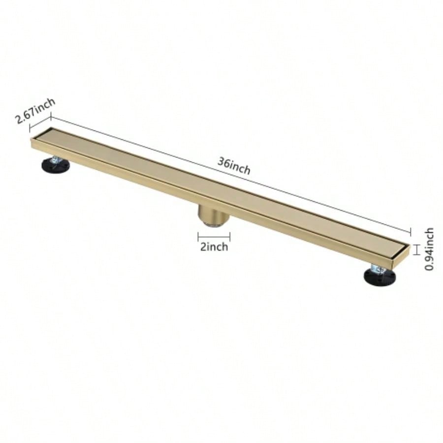 36 Inches Linear Shower Drain, Included Hair Strainer and Leveling Feet