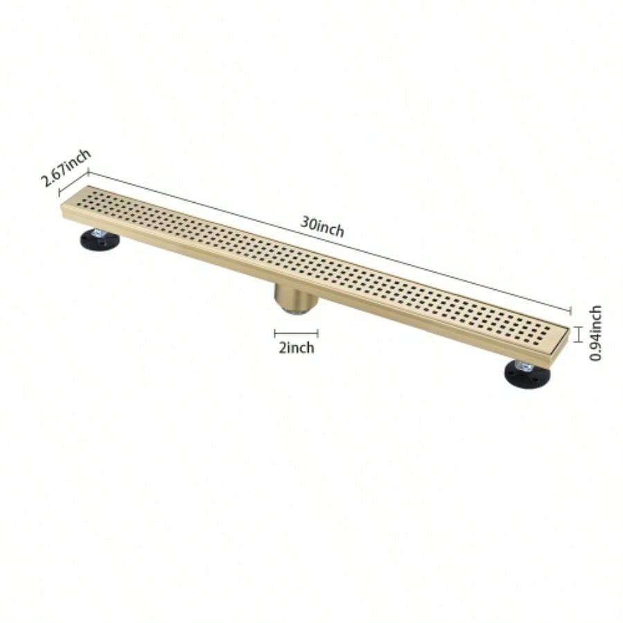 30 Inches Linear Shower Drain, Included Hair Strainer and Leveling Feet