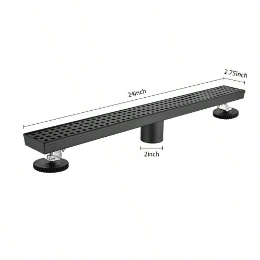 24 Inches Linear Shower Drain, Included Hair Strainer and Leveling Feet