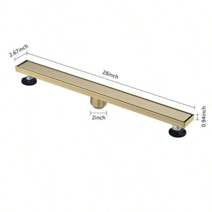 28 Inches Linear Shower Drain, Included Hair Strainer and Leveling Feet