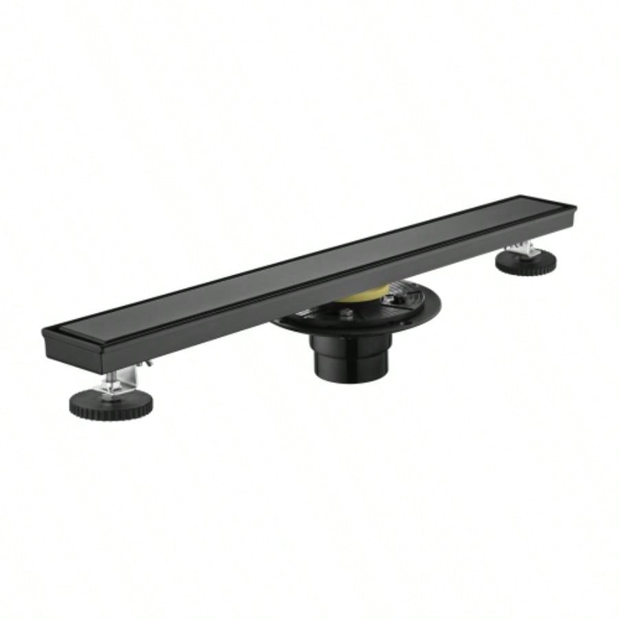 24 Inches Linear Shower Drain with Removable Cover, 304 Stainless Shower Drain Included Hair Strainer and Leveling Feet, Flange