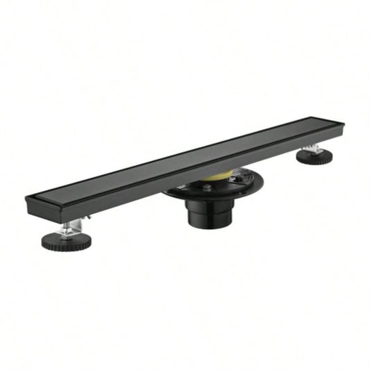 24 Inches Linear Shower Drain with Removable Cover, 304 Stainless Shower Drain Included Hair Strainer and Leveling Feet, Flange